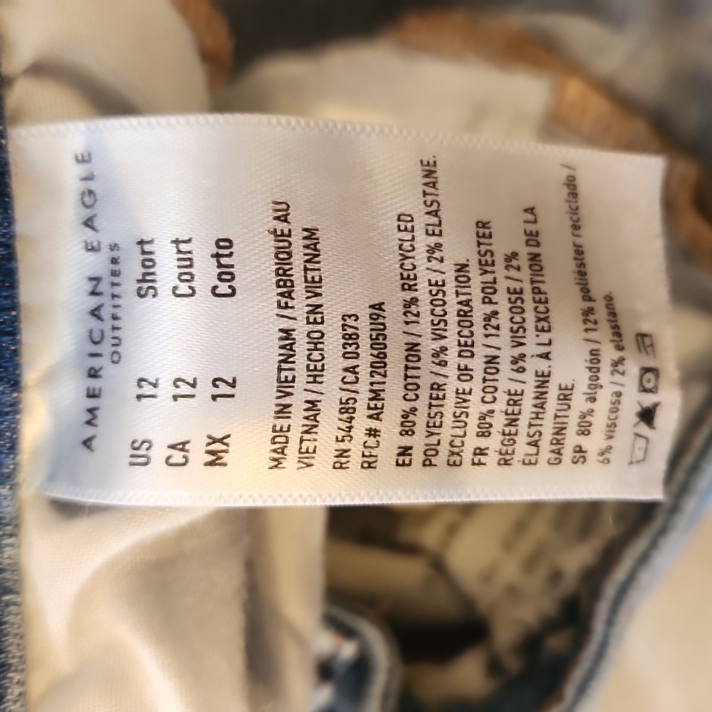 American Eagle Next Level Stretch 12 Short Blue Denim Distressed Jeggings Jeans - Picture 9 of 11